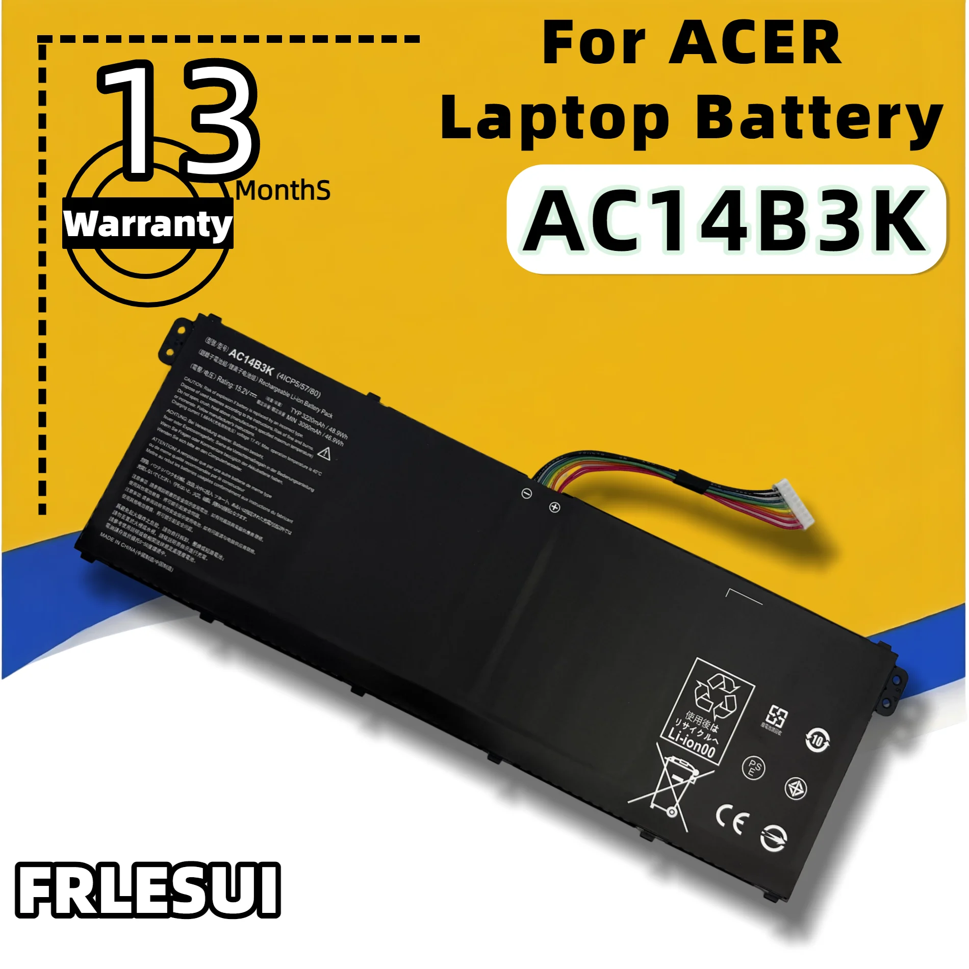 FRLESUI  AC14B3K  For Acer Aspire R5-571T R5-571TG S14 CB3-511 Swift 3 SF314-51 R 11 R3-131T S14 Laptop Battery 15.2V 3220mAh