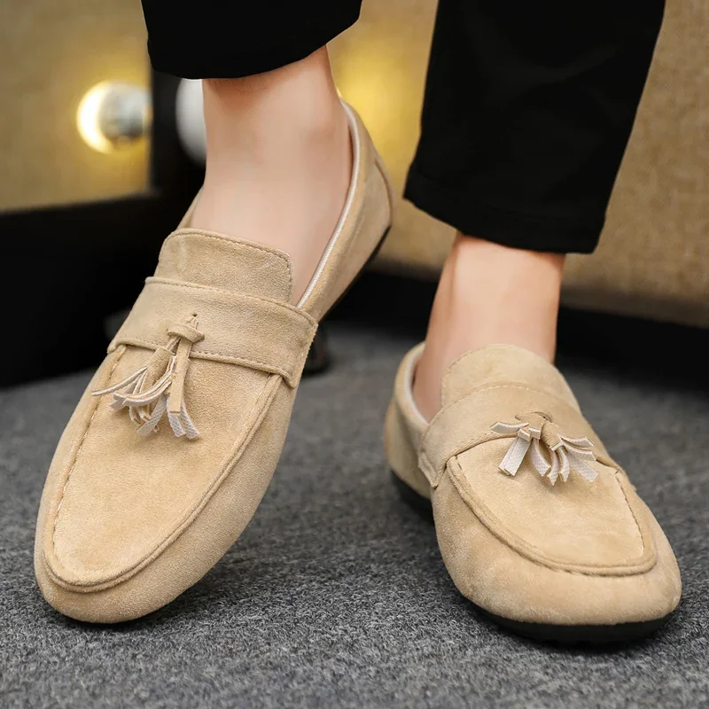 Men's Casual Fashion Leather Loafers Moccasins Slip-On Driving Shoes 38-50 Size Range Male Flats Comfort Footwear