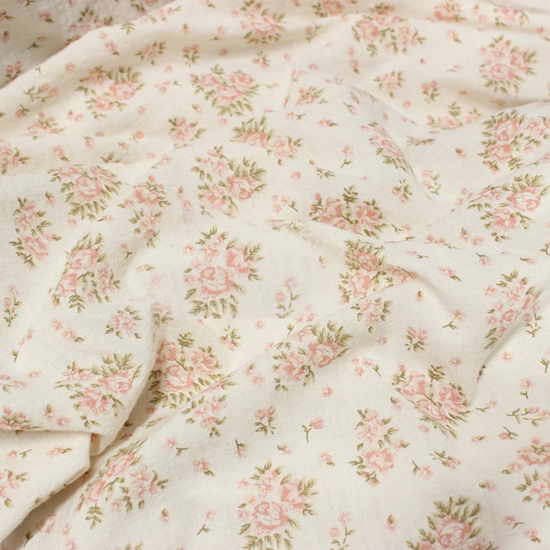 140X45cm Thin Cotton Blend Fabric Floral Printing Pastoral Style Soft  Breathable Feel DIY Children\'s Shirt Skirt Home Clothing
