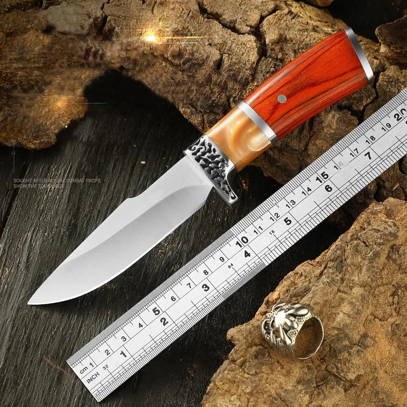 high hardness blade wood fixed knife outdoor knife camping knife with sheath