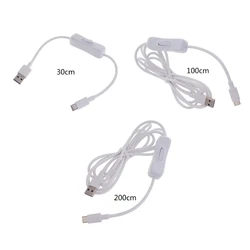 White USB to Type-C Cable with Switch High-Speed Data Transfer and Charging Cord for Digital Devices and Accessories