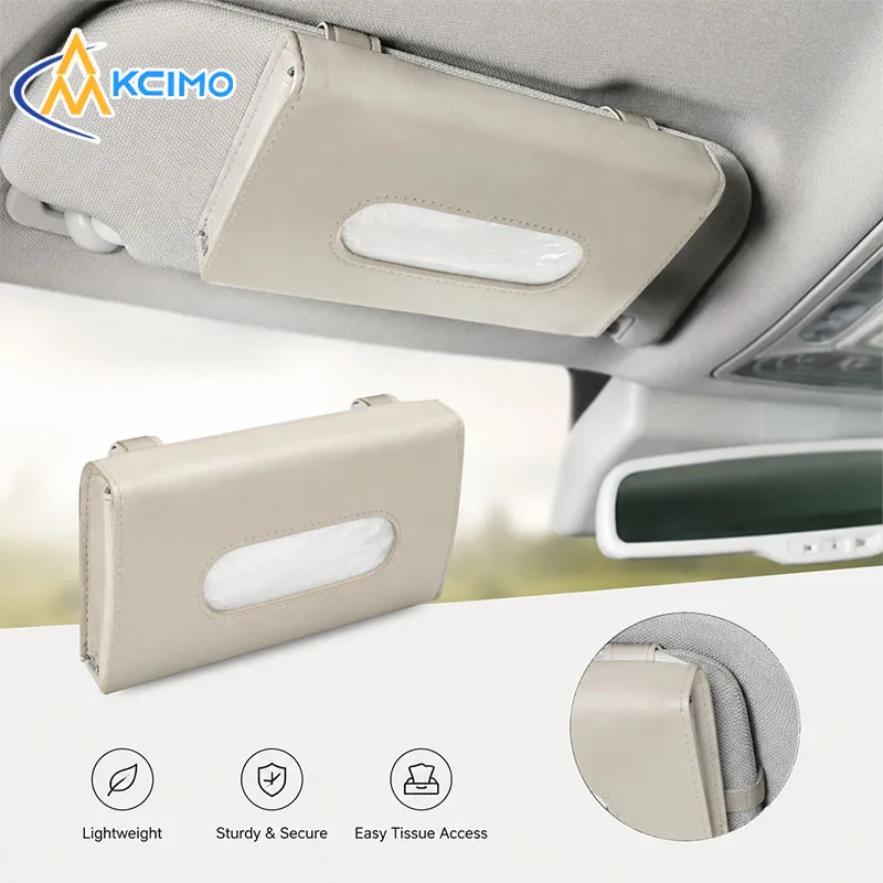 Car Sun Visor Tissue Box PU Leather Auto Tissue Holder Hanging Car Interior Paper Napkin Storage Case