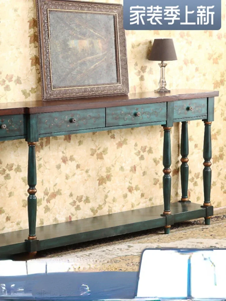 

Американский кантри, классическая роспись, европейский стиль, консольные столы, прихожая, стол для хранения, длинный стол