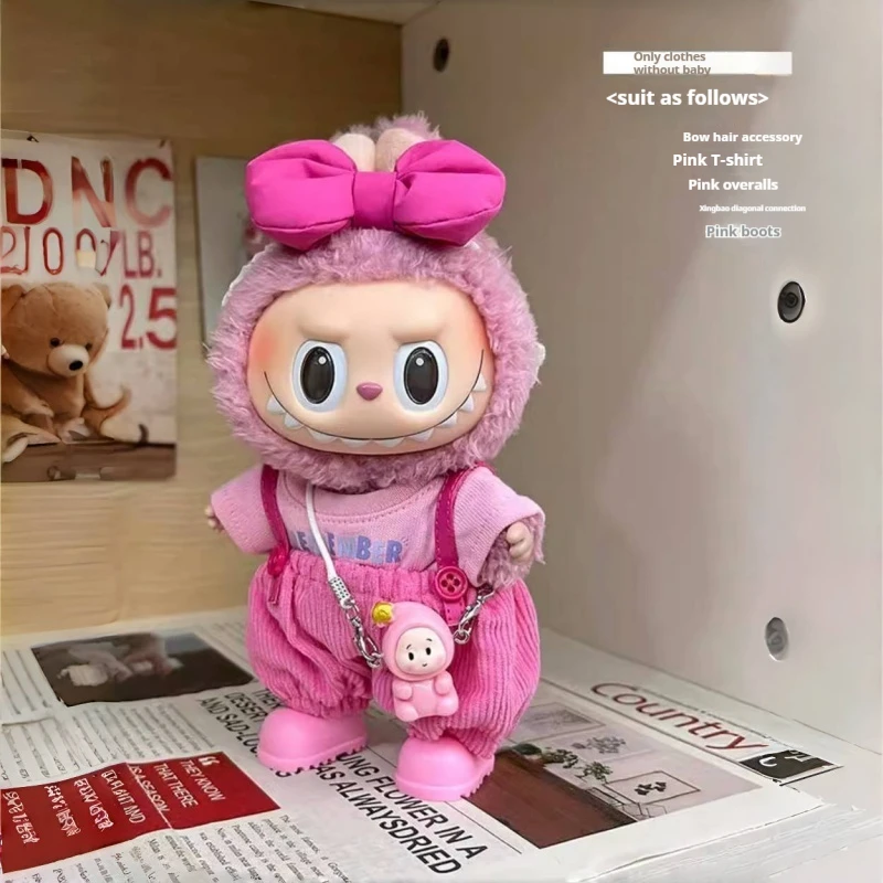 

New! For Labubu Lychee Berry Baby Clothes With Bow Tie And Suspenders Set 3.0 High Energy Girl Gifts Labubu Accessory No Doll