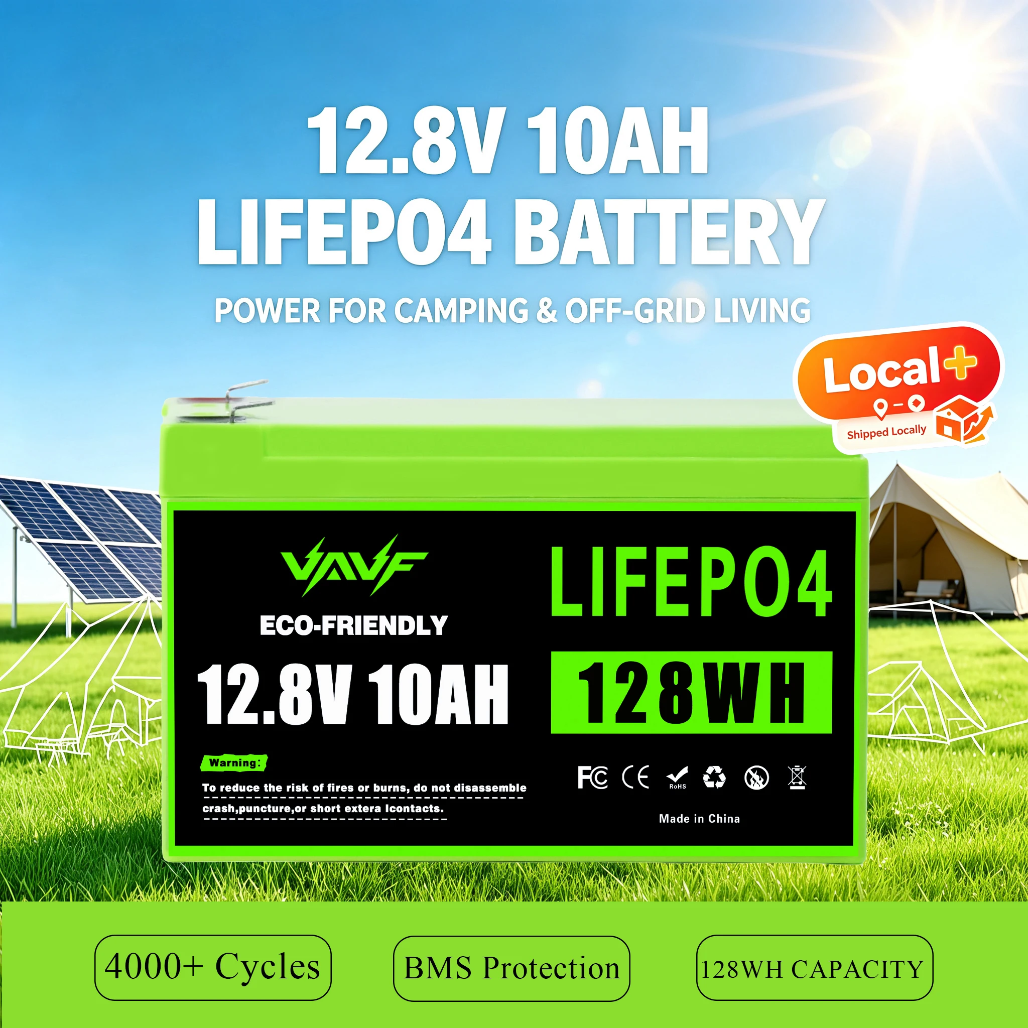 Image of LiFePO4 12,8V 10000mAh Akku-Pack, sichere, stabile Lagerung, lokal + europäischer Lagerbestand für Off  Solarstrom-Netz für Wohnmobile, Fischerboote, USV-Notstromversorgung, Außenbeleuchtung und
