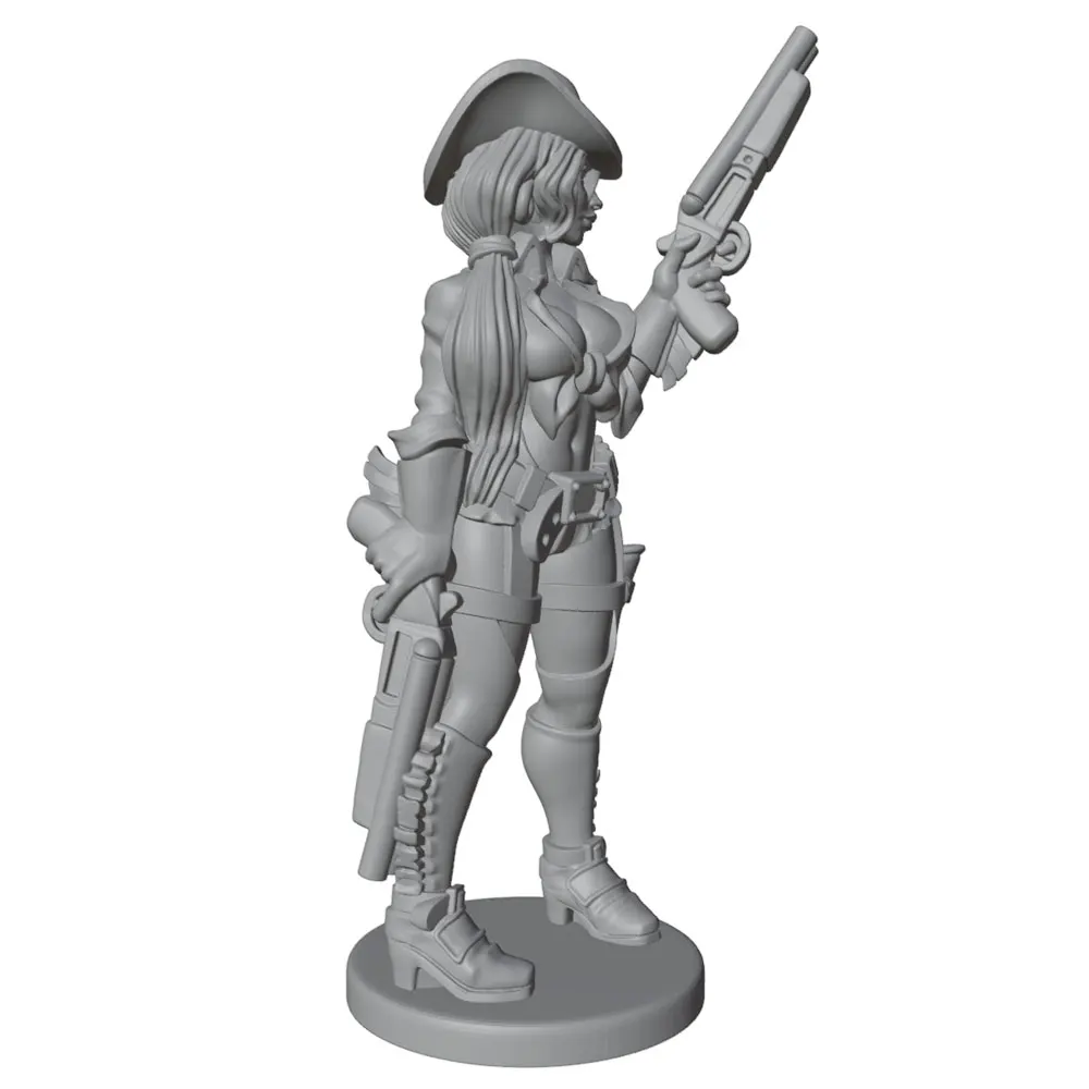 Figura resina miniatura vaquera sin pintar para rol y coleccionismo - imagen 3