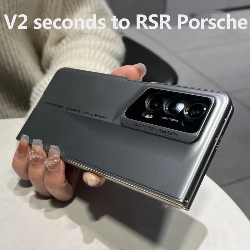 Phone Case For Honor Magic V2 RSR Porsche Design V2 VS2 PC Hard Matte Frost Lens Protection Phone Cover With Tempered Film