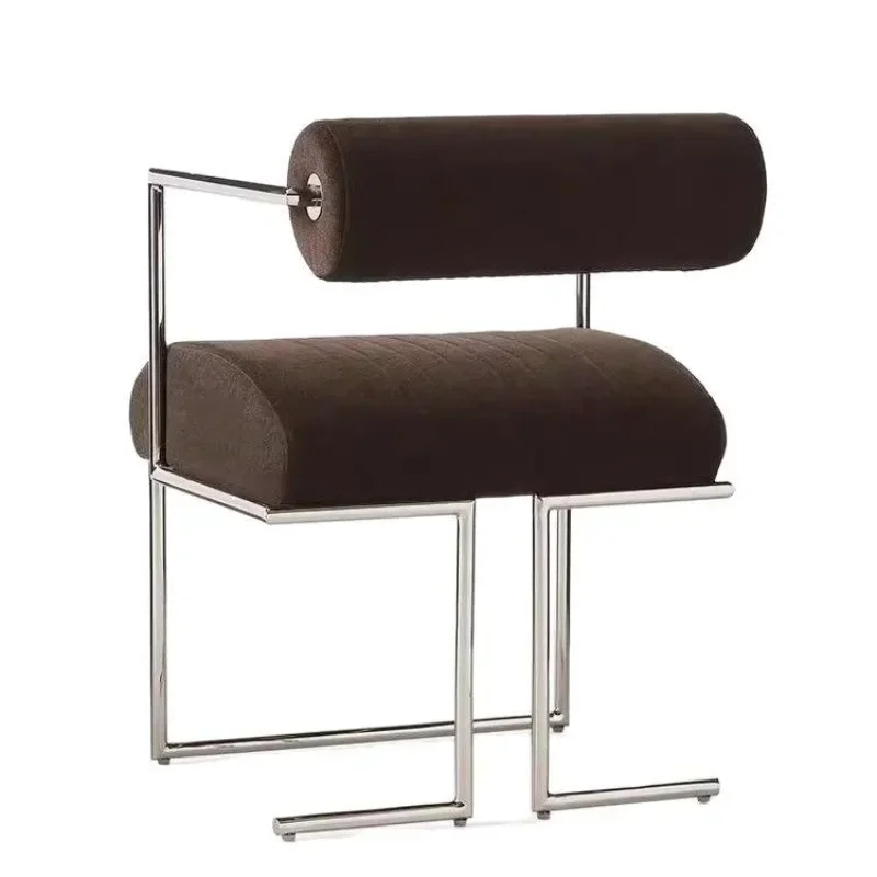 Dining chair, modern minimalist stainless steel book chair, creative home, backrest leisure chair