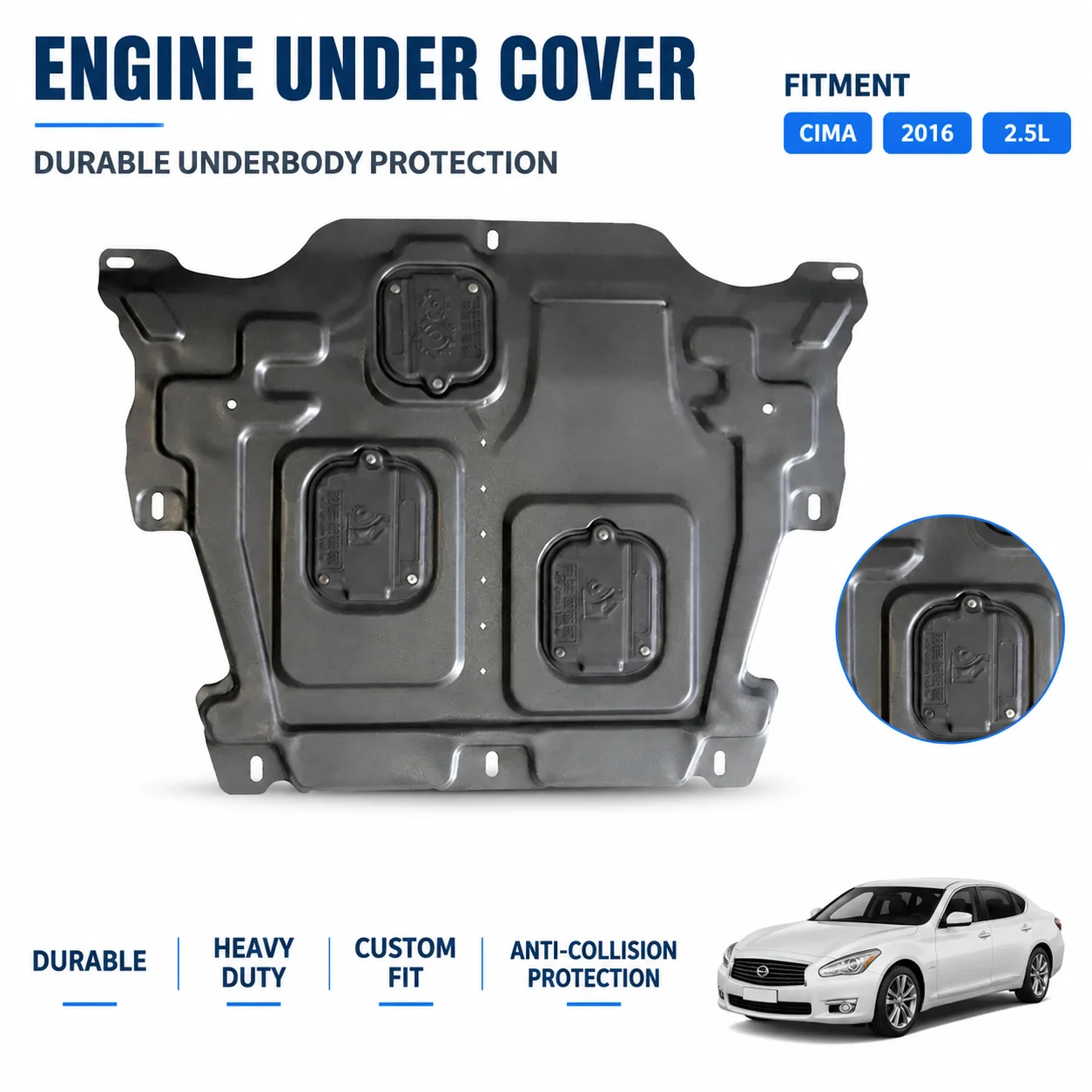 Heavy Duty Lightweight Engine Skid Plate Custom Fit Low Noise Heat Dissipation Underbody Protection for Ford S-MAX 2008 2.3L
