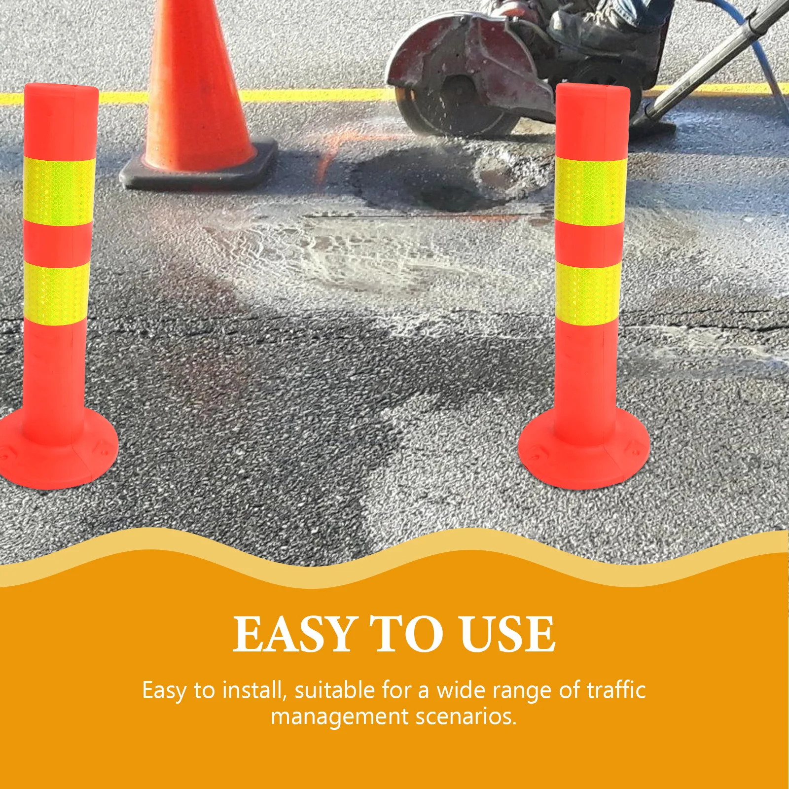 Columna de advertencia Material sólido de PU 45cm barrera de seguridad de asistencia de estacionamiento de garaje cono de tráfico duradero parada de estacionamiento reflectante