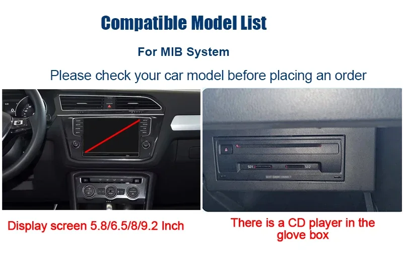 مجموعة التحديثية التلقائية اللاسلكية CarPlay Android المتوافقة مع Volkswagen Golf 7 MIB1/MIB2 Tiguan تدعم الملاحة والمرآة الموسيقية