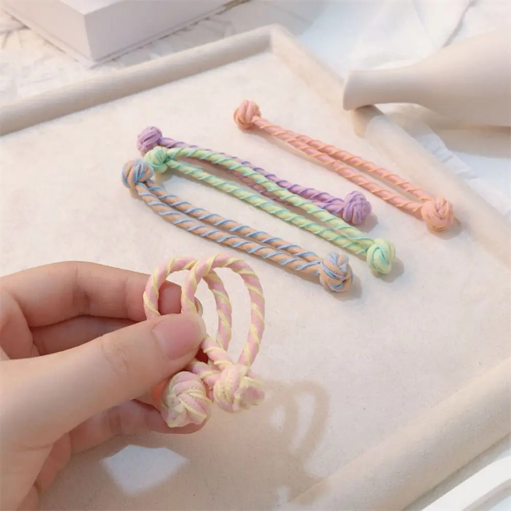 Fashion Large Chinese Knot Hair Rope For Girls Candy Color Printing Hair Ties Cute High Elastic Rubber Band Horsetail Headdress