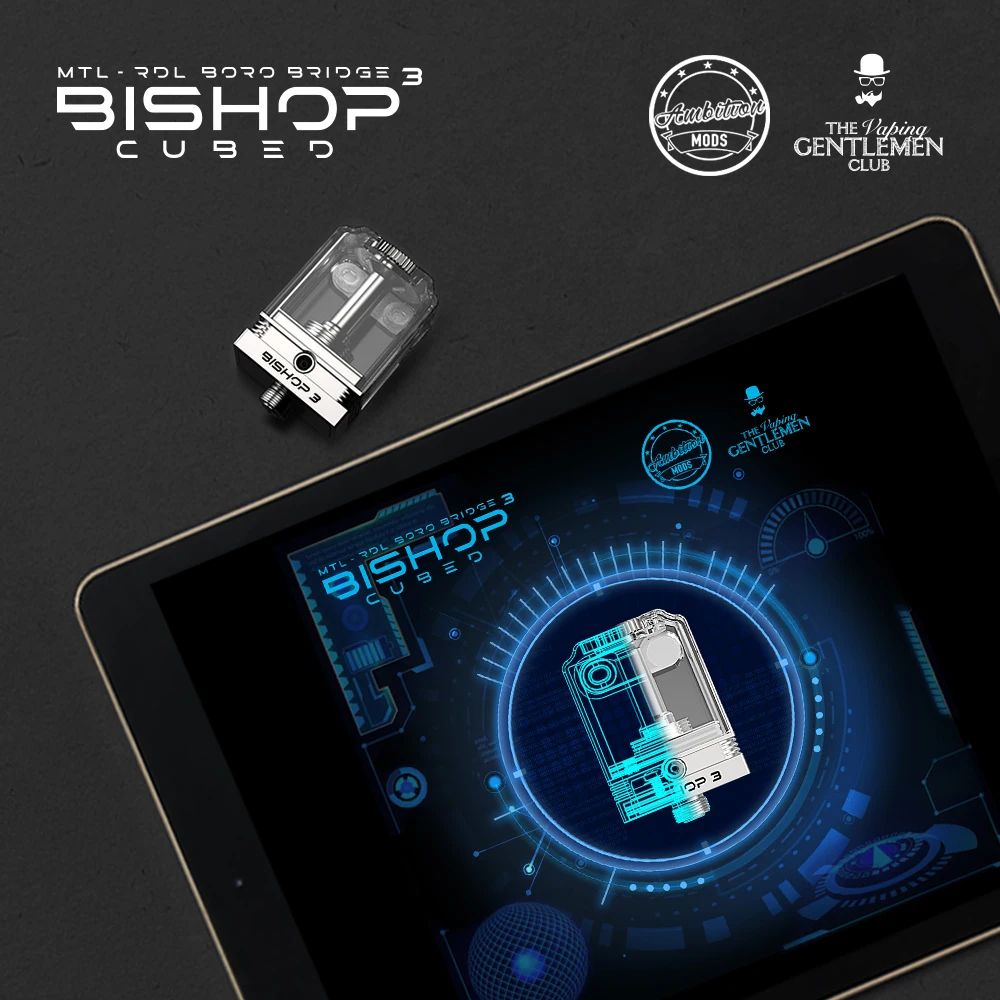 Bishop 3 Bishop³ Cubed RBA Authentic Ambition Mods Bridge 5ml PCTG Tank 316SS Boro Billet Box Decorative Spare Parts for BB AIO