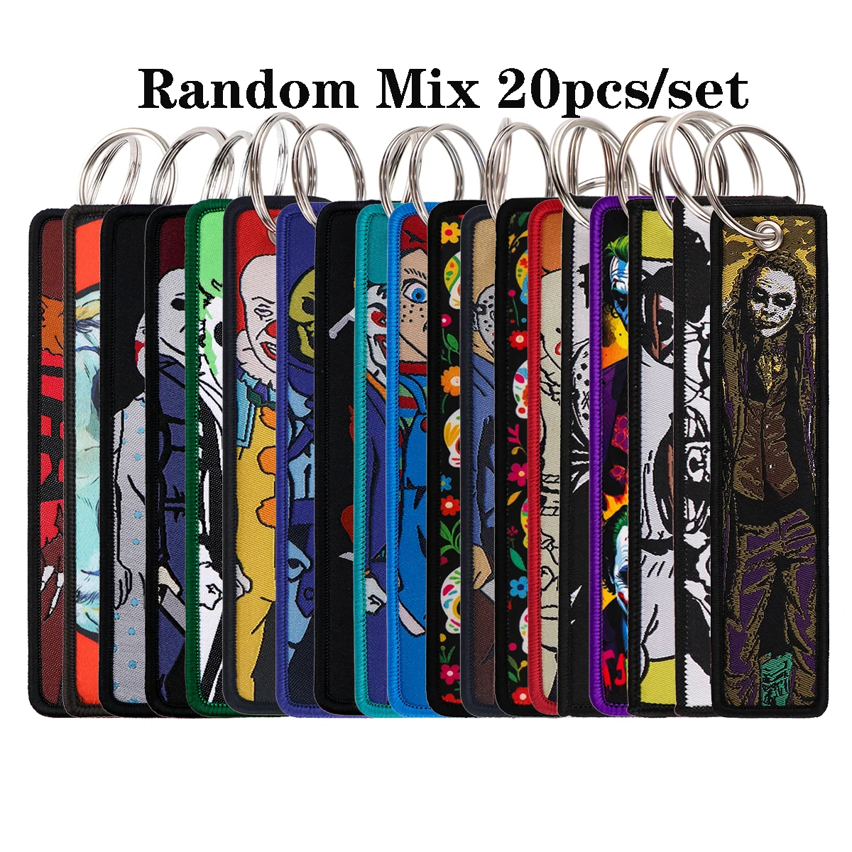 

Mix 20pcs/set Horror Series Embroidery Keyring For Motorcycles Cars Backpack Keychain Accessories Fashion Halloween Gifts
