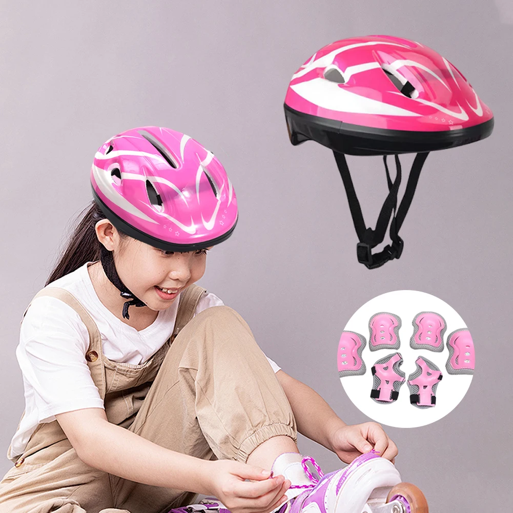 

Cycling Protective Gear Set Adjustable Helmet Elbow Pads Wrist Guards Set Skateboard Protective Equipment for Outdoor Sports