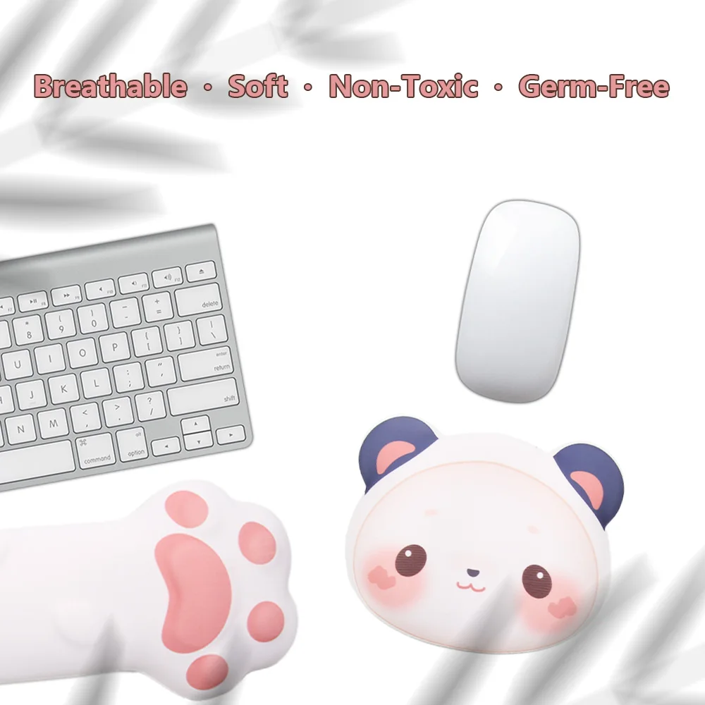 White Bear Mouse Pad Wrist Protection Two-Piece Set -The keyboard wrist rest soft and comfortable, ergonomic design,care for you