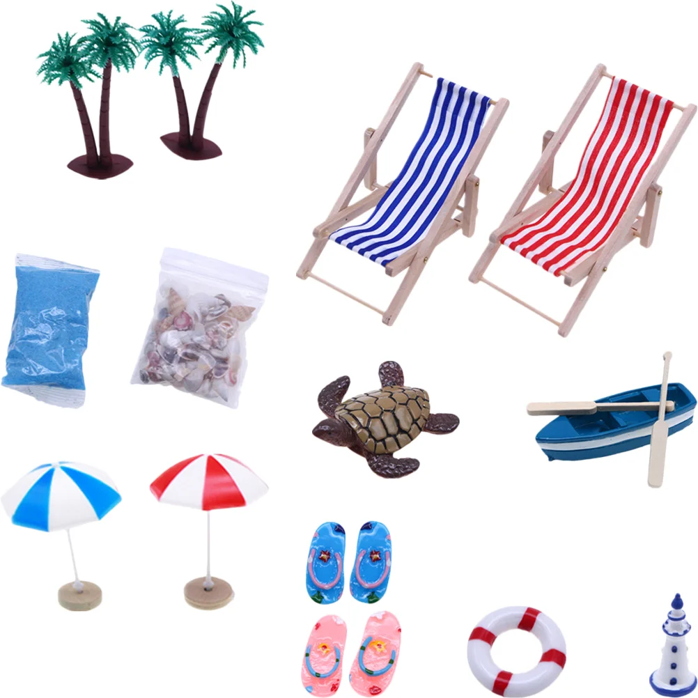 

House Micro Landscape Beach Chair Tent Scene Accessories Kids Teepee Summer Decor Mini Pretend Play Toy