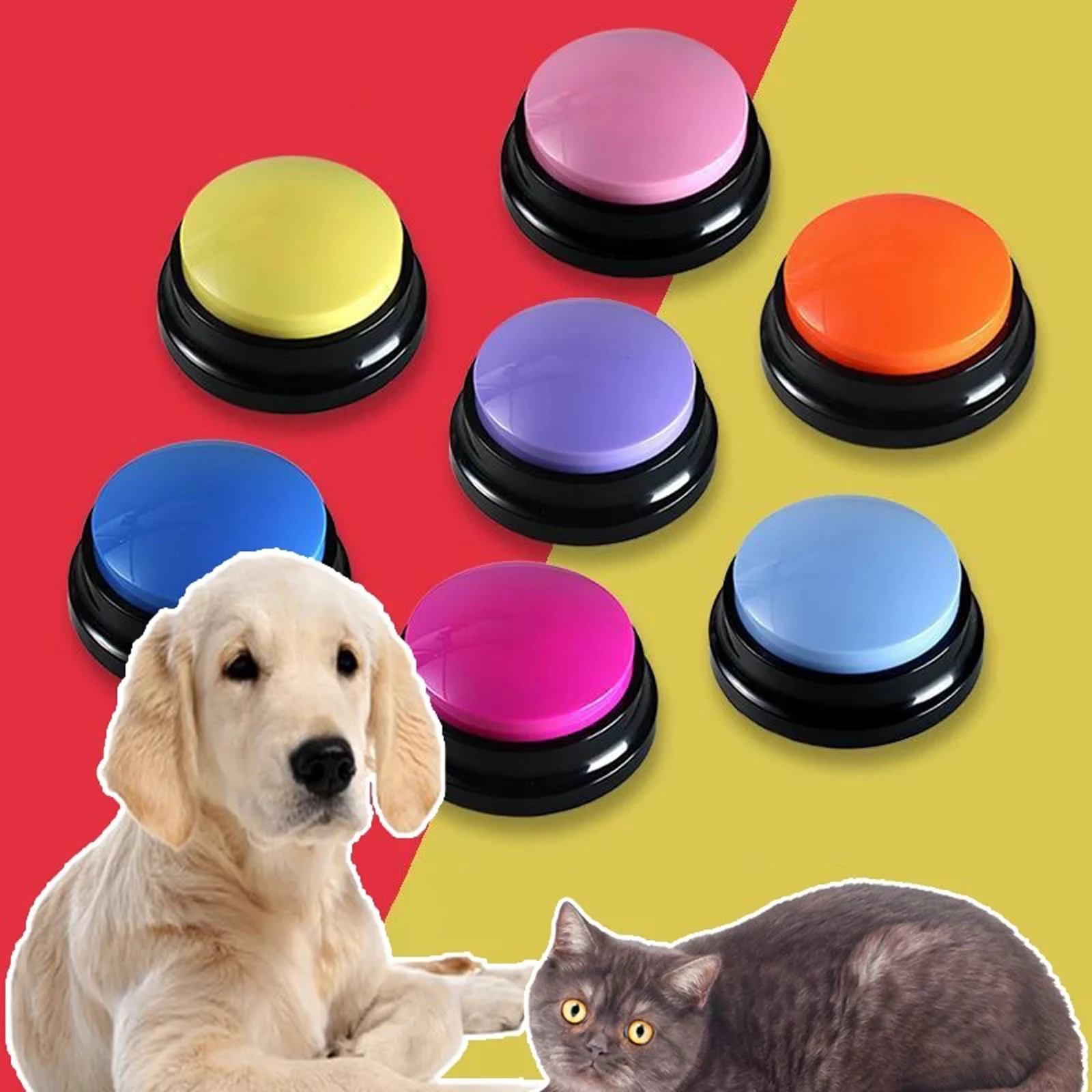 Recordable Sound Button Dog Interactive Toy Educational Toy Recorder Playback Cat Voice Recording Button for Kids Learning
