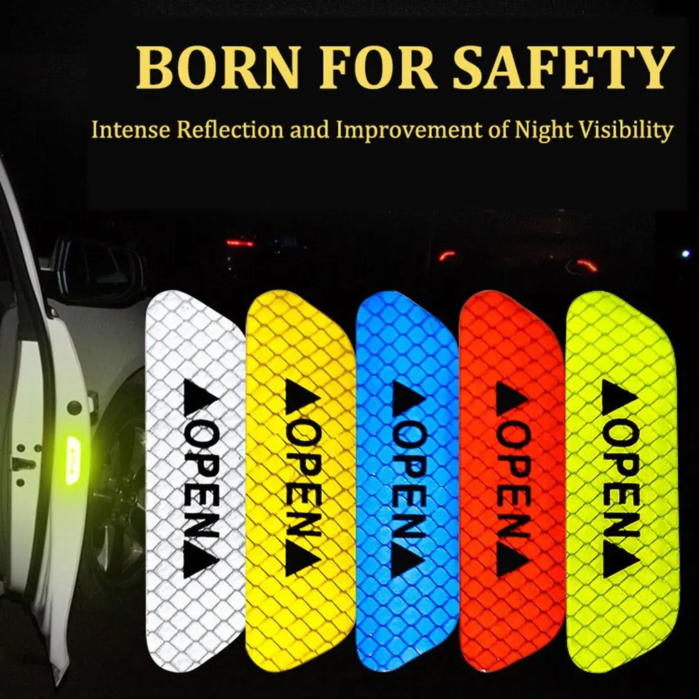 Open The Door Stickers Reflective Stickers Safety Warning Stickers Open Reflective Film Car Door Anti-Collision Strip