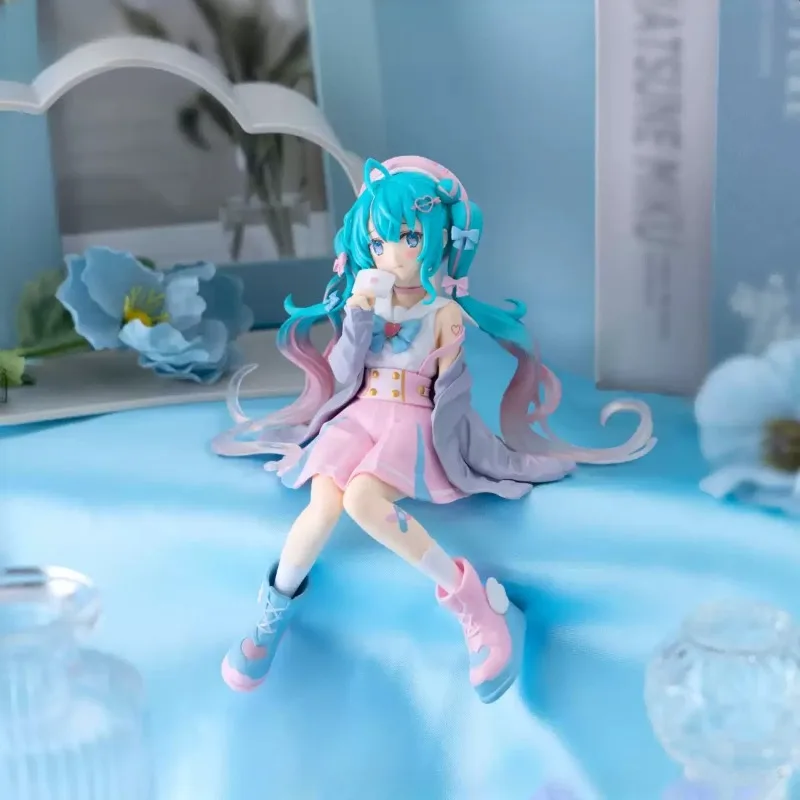 初音ミクアニメフィギュアピンク桜座り姿勢-pvc-アクションフィギュア模型玩具装飾収集ギフト