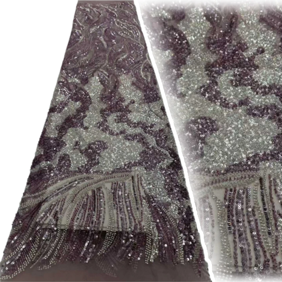 

Африканская кружевная ткань с бусинами, 2021, высокое качество, нигерийская кружевная ткань с блестками и бусинами, французская кружевная ткань для праздничного платья, шить AH1769