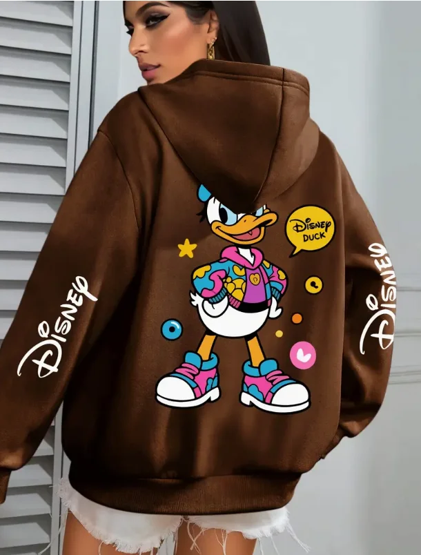 2025 خريف/شتاء جديد ديزني دونالد داك كارتون للجنسين مقنعين البلوز المألوف الشارع عادية ريترو ستايل سترة علوية #1