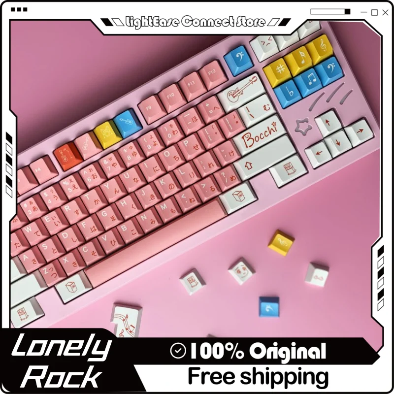 2024 New Lonely Rock Theme Keycap 140 Key Japanese Pbt Thermal Sublimation Mechanical Keyboard Anime Pochi Sauce Game Keycap