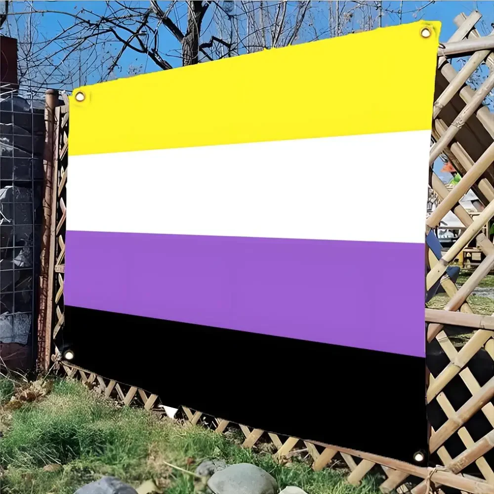 Nonbinary Pride LGBTQ Flags Daily four ring borderless design indoor outdoor decor easy hang install