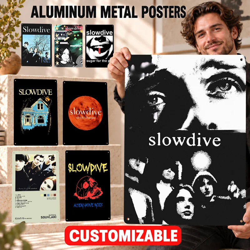 Slowdive Printed Posters Bold Decorative Graphic Collector Room Wall Art Personalized Aluminum Metal Sign Memorable Decor Gift