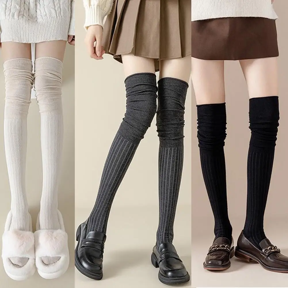 Winter Warm Long Socks Tube Thick High Tube Over Knee Knee-Length Hosiery Socks Terry Solid Color Women Thicken Calf Socking