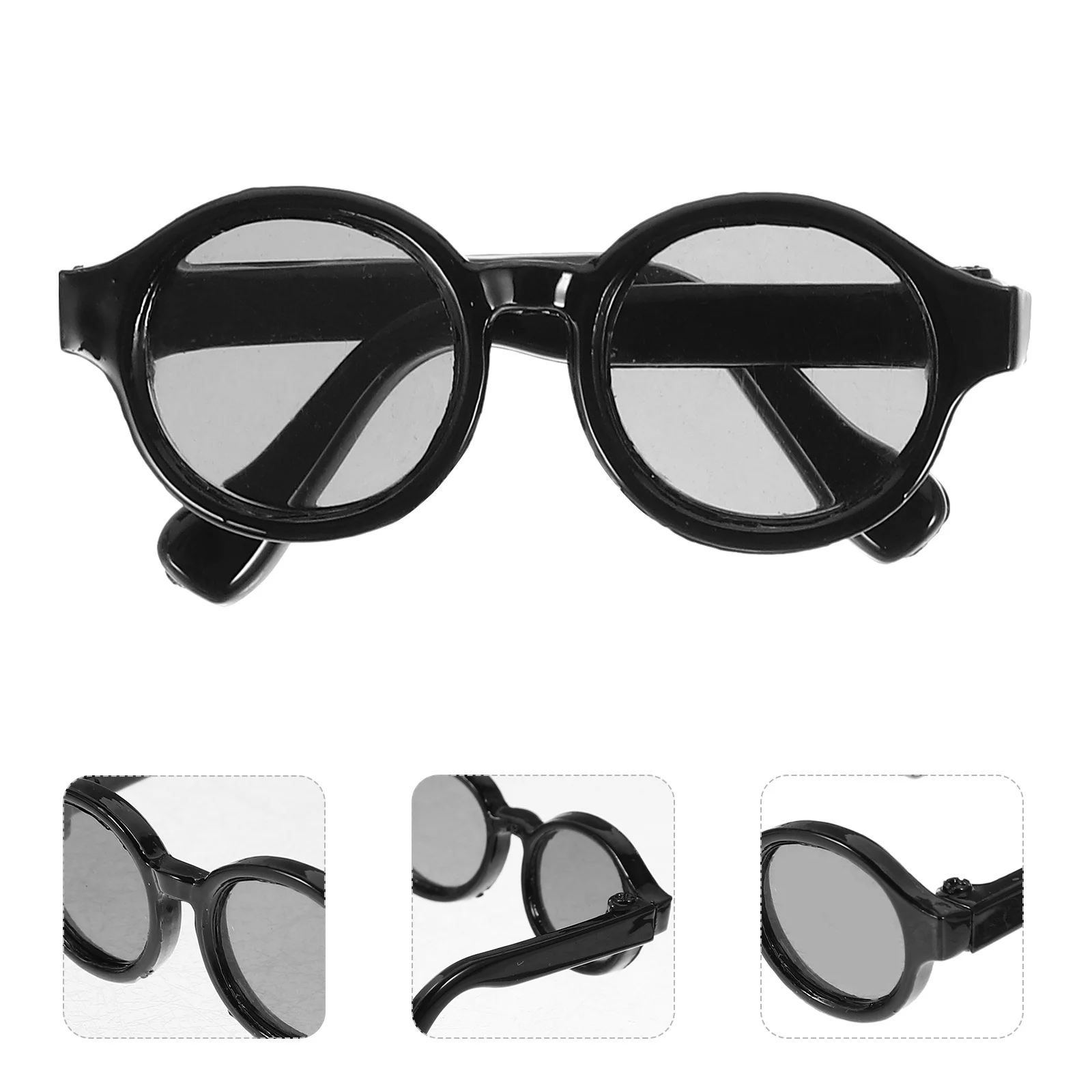 2 Pairs Sun Glasses Mini Frame Miniature Small Sunglasses Black Plastic Funny Decors Adorable