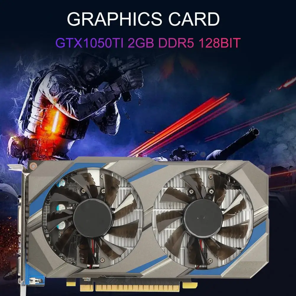 การ์ดจอ128BIT DDR5 2GB GTX1050TI 1ชุดอายุการใช้งานพัดลมคู่ดีไซน์พีซีอุปกรณ์ติดตั้งการ์ดแสดงผล Essential