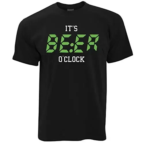 It's Beer O'clock Time to Drink! Drink Alcoholic Drunk Slogan Digital Clock T-Shirt. Cotton Short Sleeve O-Neck Mens T Shirt New