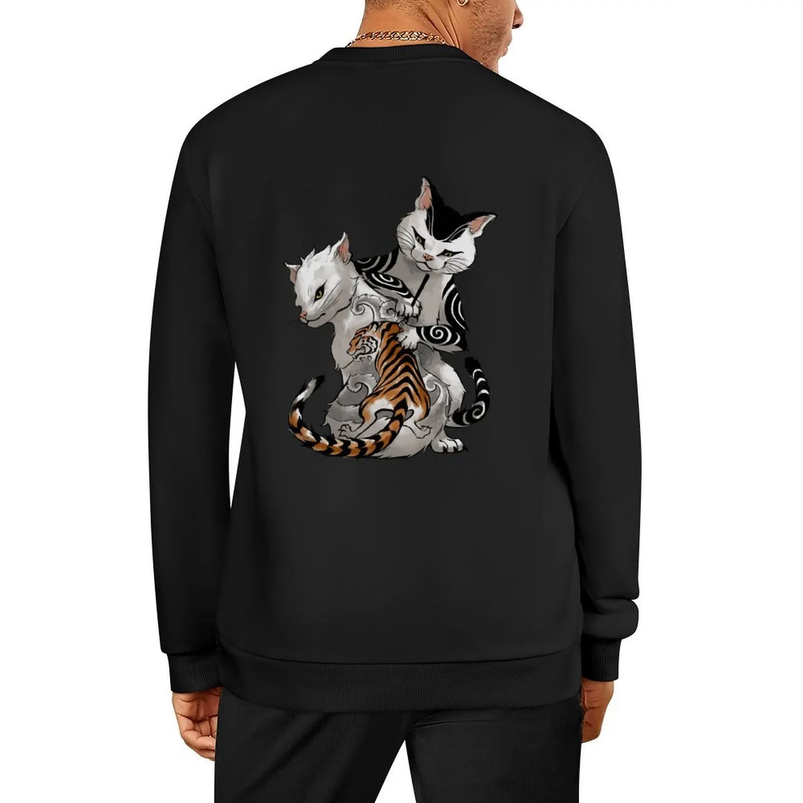 Chat comme tatoueur japonais effectuer Irezumi traditionnel corps encre pull anime vêtements coréen automne vêtements sweat-shirt