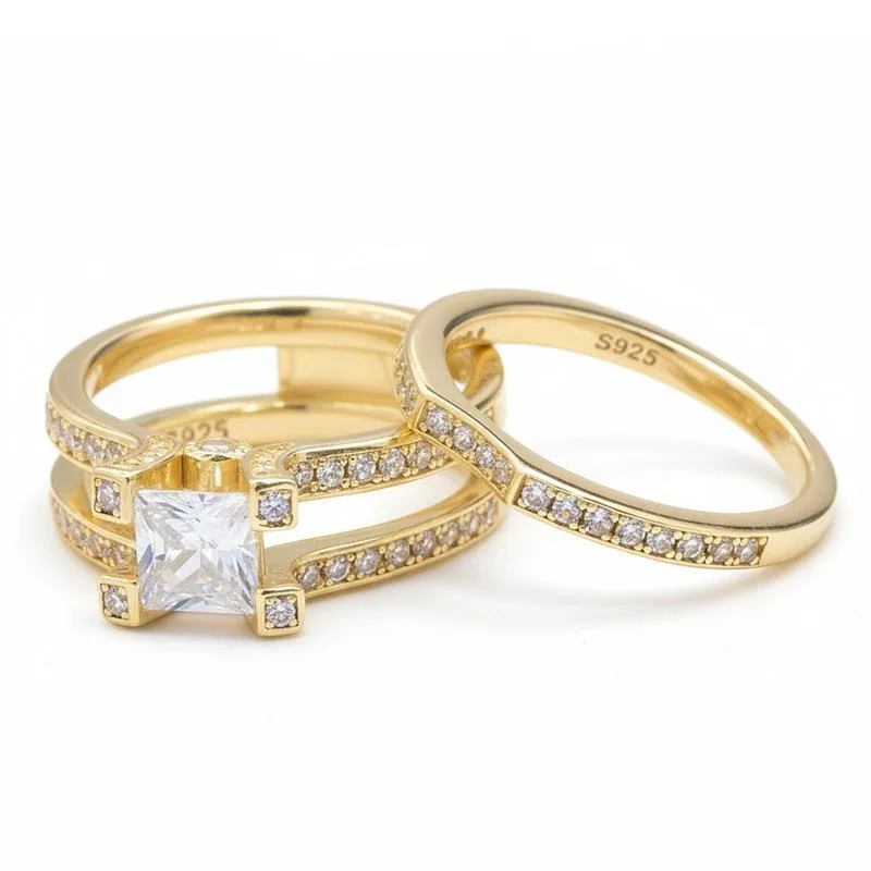 

Комплект колец с муассанитом для пары «Бабочка», стерлинговое серебро 925 пробы, обручальные кольца с покрытием 18 карат для женщин, обручальное ювелирное изделие, подарок