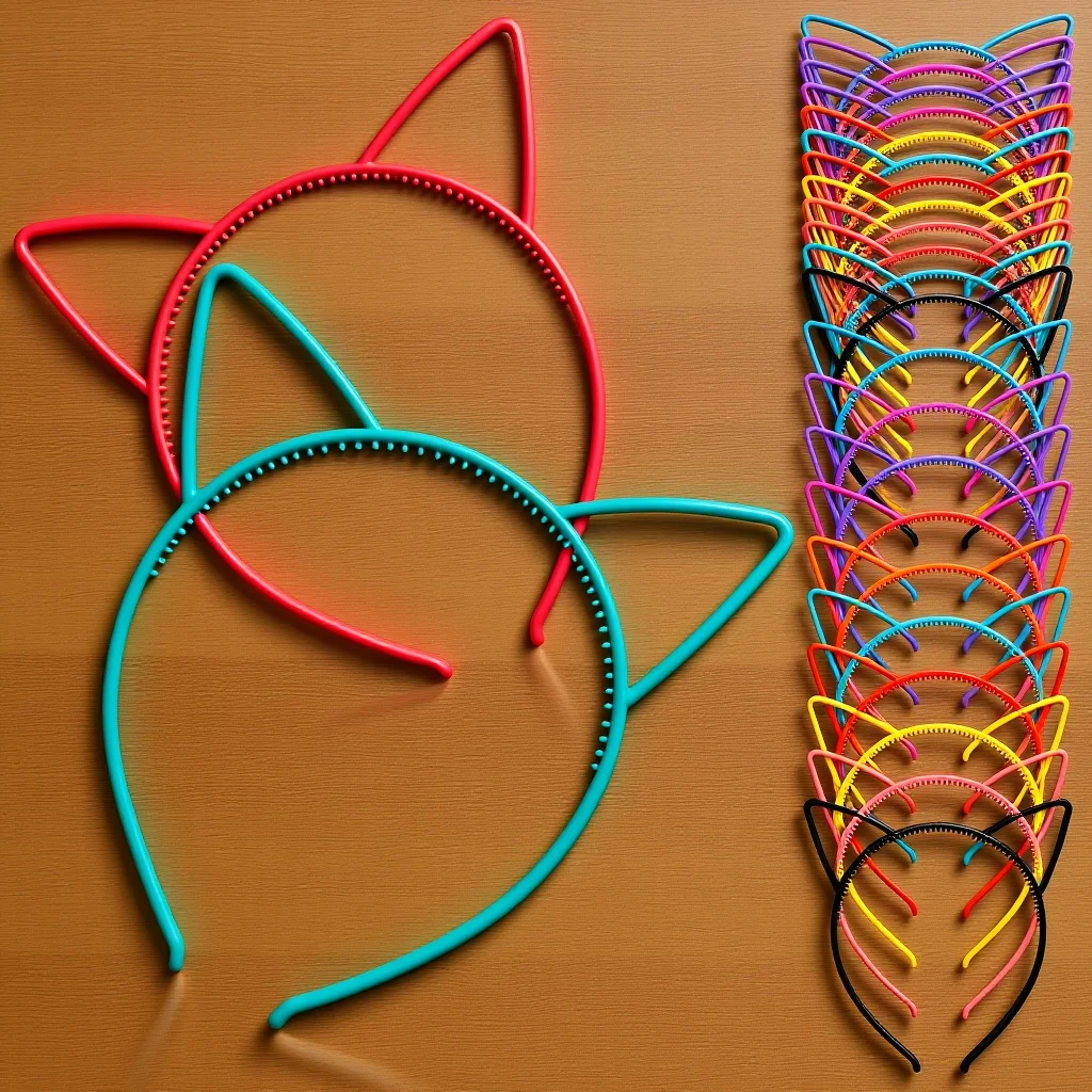 

24Pcs Cat Ear Headbands Trendy Women Headbands for Hair Cute Animal Ear Design Ideal for Cosplay Festival Role