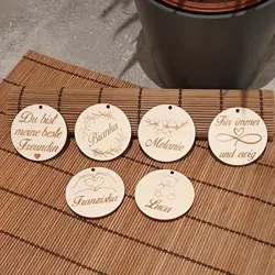 30/50/100pcs Personalised Engraved Baby Shower Names Gift Round Tags Thank You Tags, Wooden Tags, Wedding Decoration Favor Tags