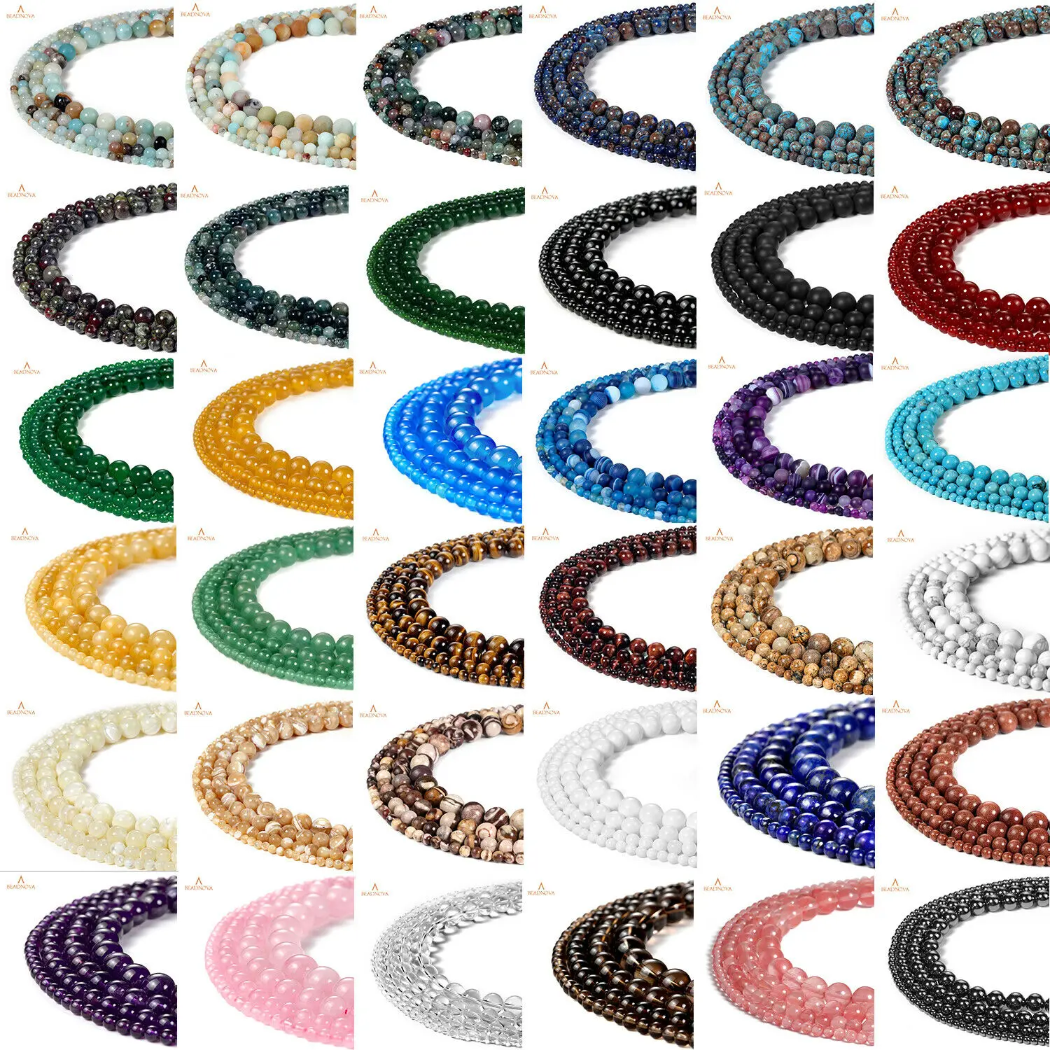 Natural Gemstone Beads Strip Packing Round Smooth Matte Stone Agate Crystal Quartz Jewelry Making  4mm 6mm 8mm 10mm 12mm