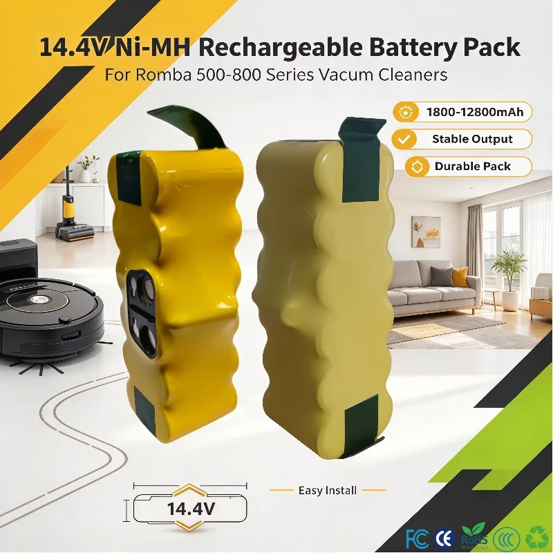 For Roomba 500‑800 Series Robot Vacuum 14.4V 1800-12800mAh Ni-MH Rechargeable Spare Replacement Battery Pack