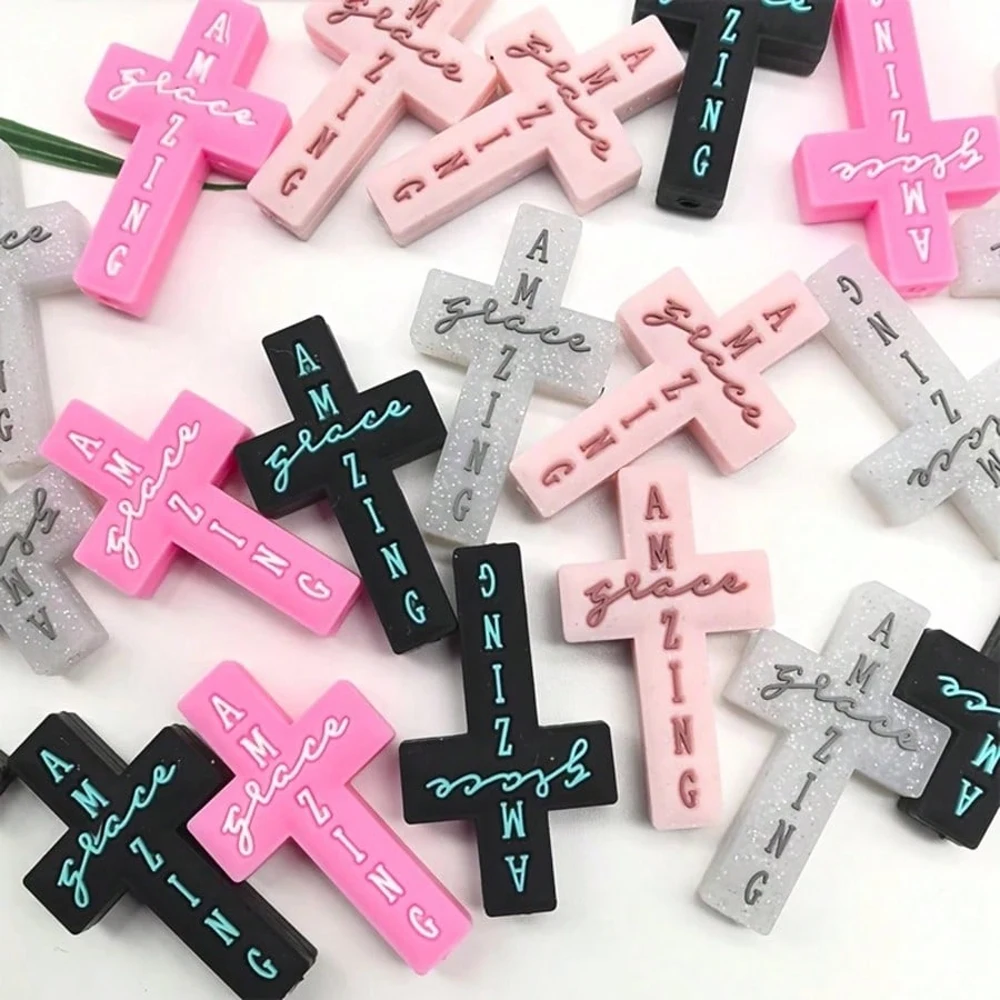 5/8/40PCS Cross Silicone Bead Set, Used for DIY Jewelry Making, as Well as Focal Beads for Pens, Necklaces, and Keychains