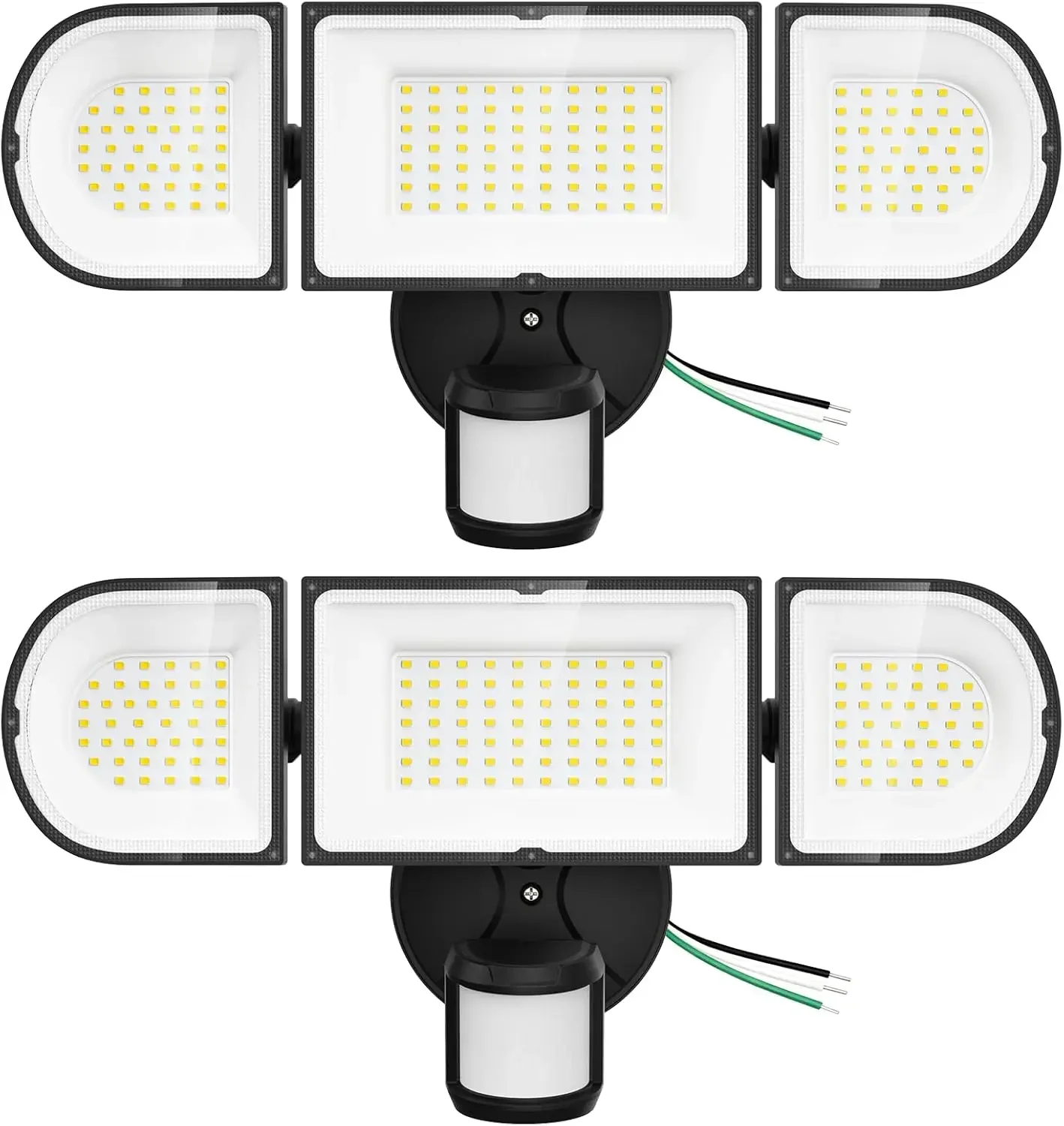 150W Motion Sensor LED Flood Lights, 15000LM Outdoor Security Lighting, IP65 Waterproof, 3 Adjustable Heads, Dusk to Dawn, 2 Pack