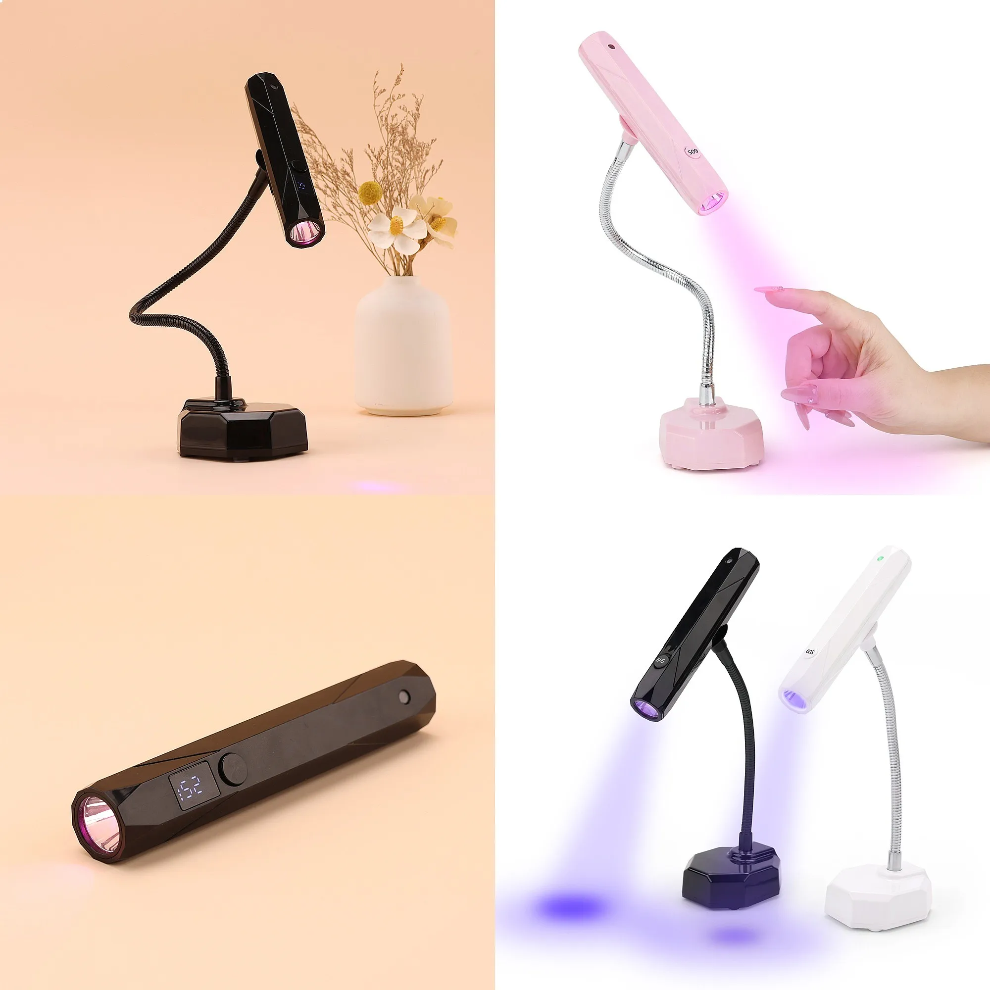 85% Girls love Black Mini Rechargeable Cordless UV Led Soft Gel Finger Tip Flexible Desk Table Nail Lamp Flash Cure Touch Light