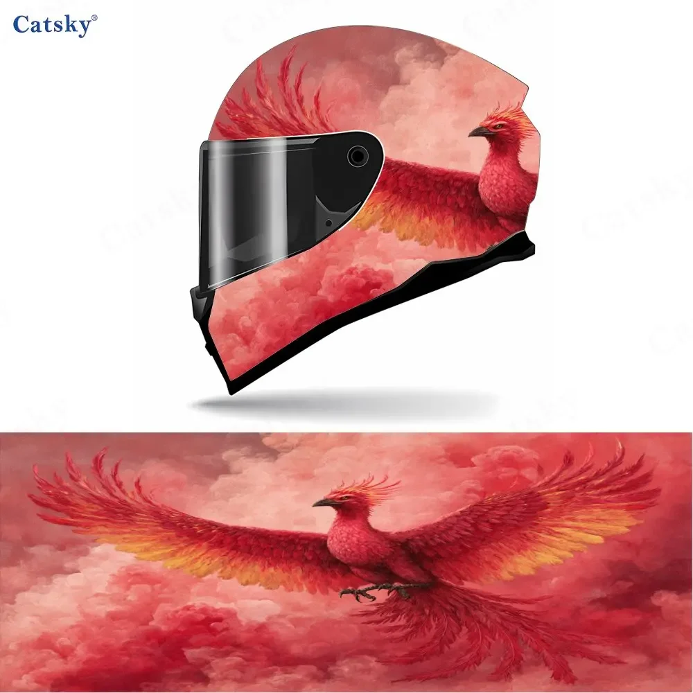 Adesivo para capacete de motocicleta à prova d'água, material PVC, com estampa de Fênix no Fogo, adere firmemente e não cai, à prova d'água.
