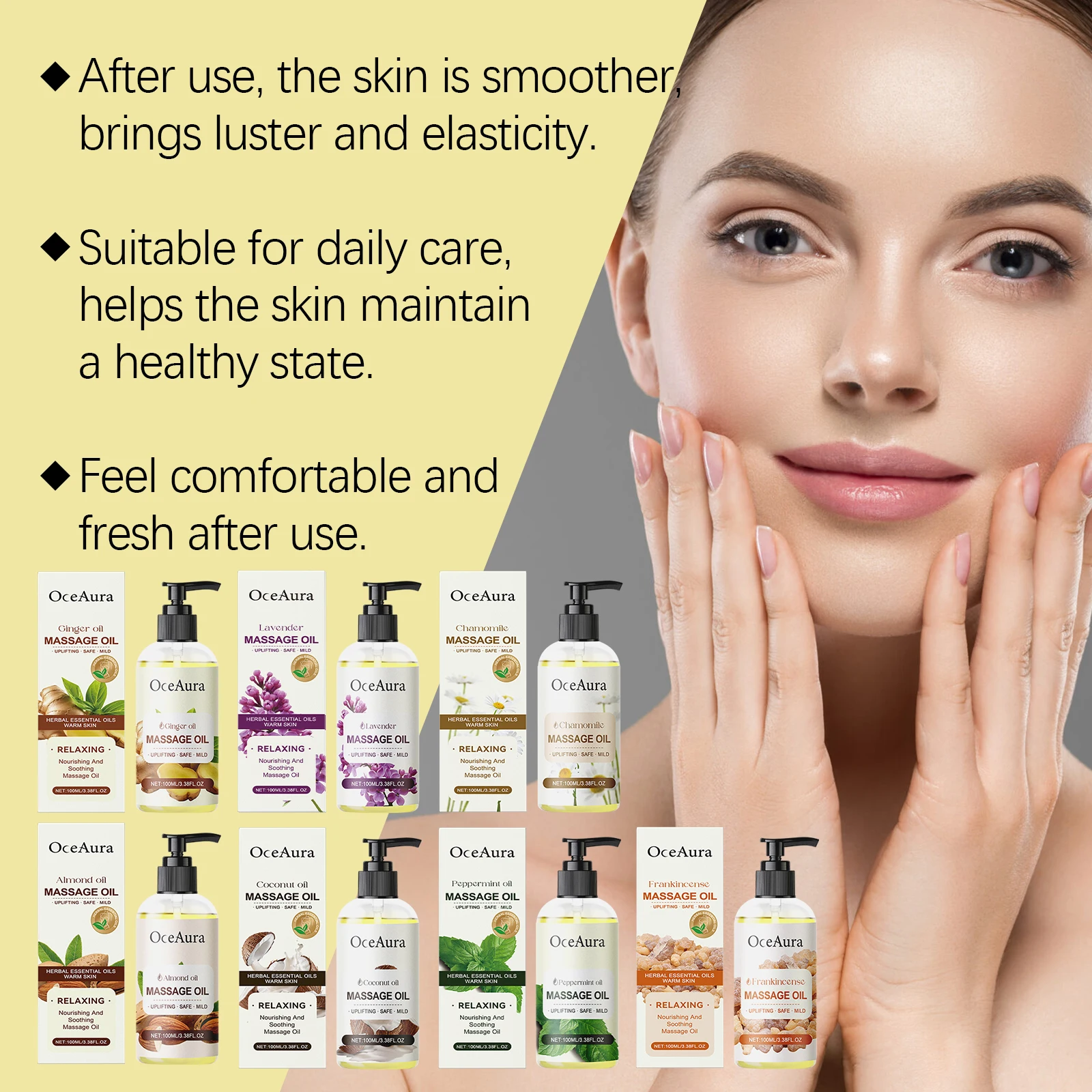 OceAura カモミール ボディ エッセンシャル オイル 水分補給と保湿 ボディ保湿マッサージ エッセンシャル オイル 長期持続用