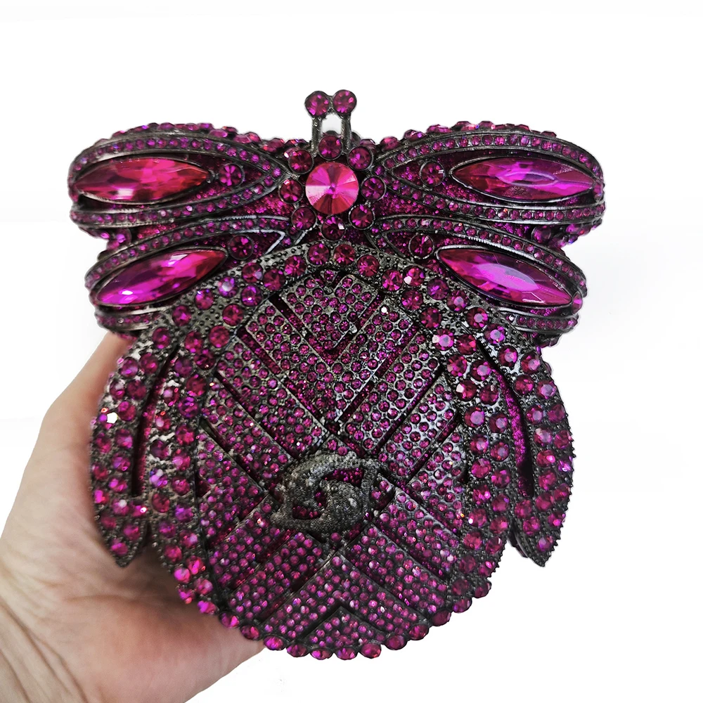 

Women Fuchsia Crystal Clutch Purse Gems Evening Bags Party Dinner Diamond Wedding Bags Cocktail Rhinestone Handbags and Purses