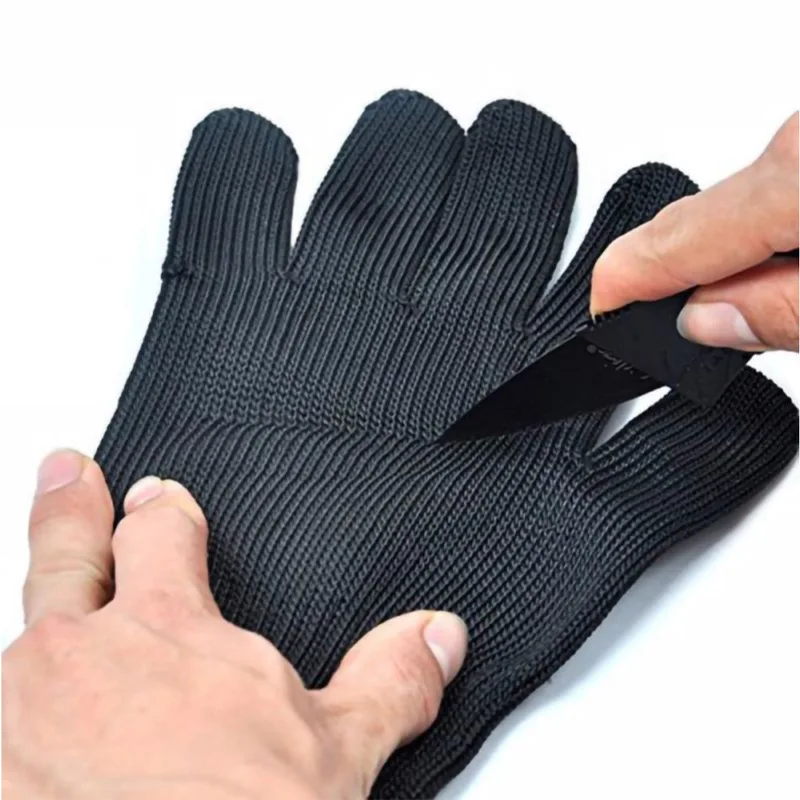 1 Pair Safety Gloves Black Anti Cutting Gloves Wear Resistant Steel Wire Metal Mesh Work Gloves Security Protection Accessories