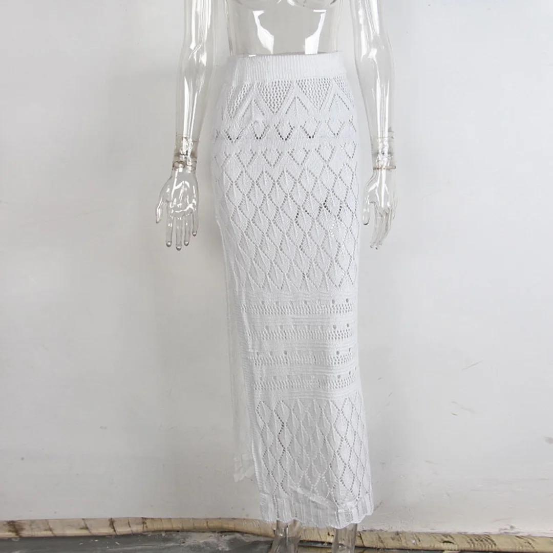 S - XL Ausgeschnittener, hoch geschnittener, gehäkelter Strickrock, Strand-Cover-up, Strandkleid, Strandmode, Damen-Badebekleidung V6810 – Detail 6