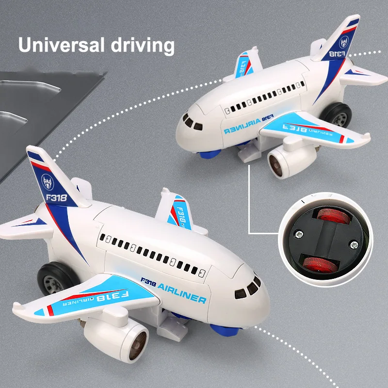 Dual-form Electric Airplane Model Light Music Universal Passenger Aircraft Toy Automatic Deformation Airplane Children's Toy