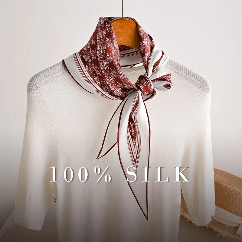 

140x45cm vintage silk scarf 100% silk red print triangle scarf ethnic bohemian accessories woman original luxury scarves
