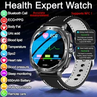 2025 moda nuevo nivel experto salud reloj inteligente hombres ECG + PPG Monitor láser ácido úrico grasa en sangre presión arterial NFC HD llamada reloj